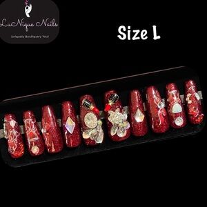 Celebration Red Press On Nails-Size L